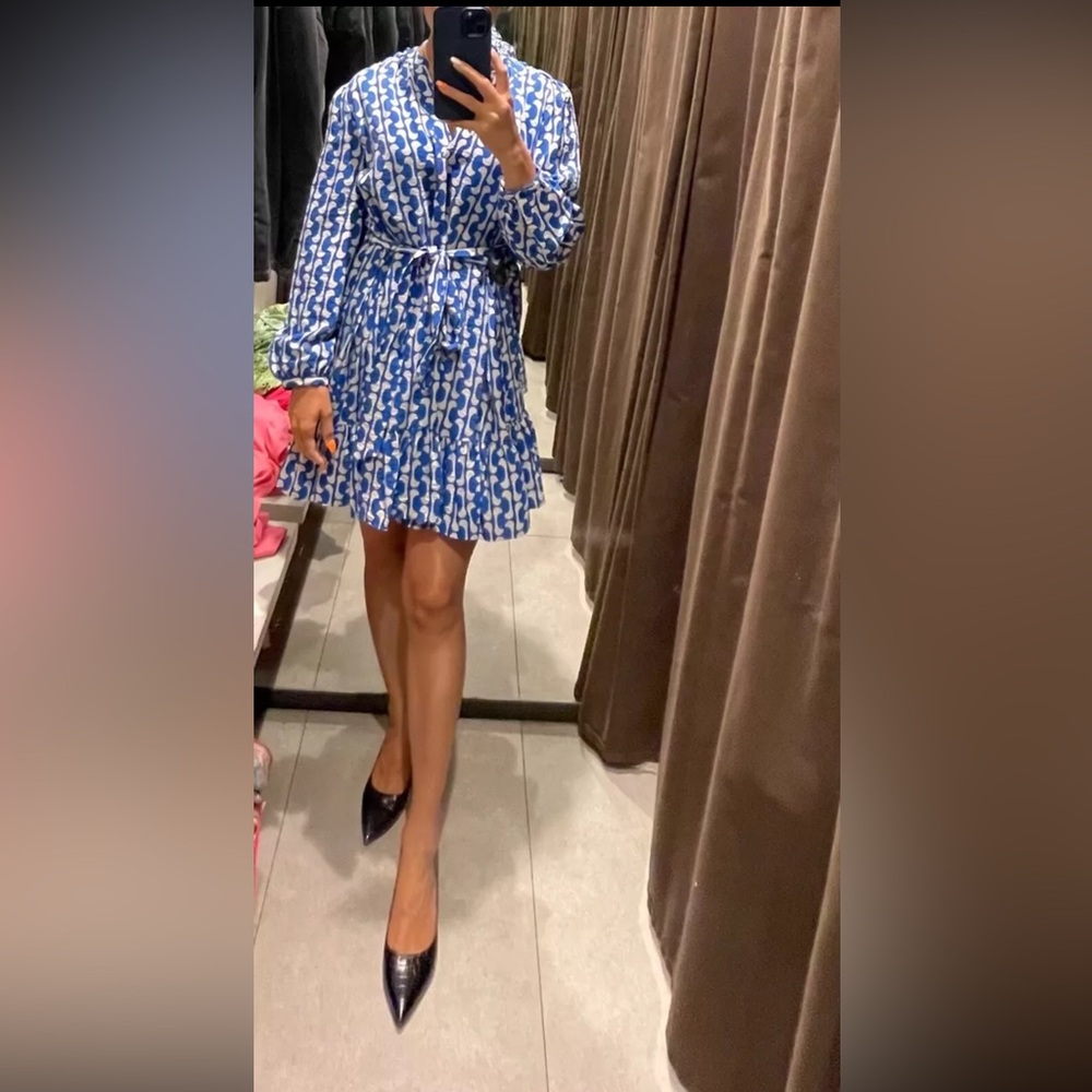 Zara Blue and White Shirt Dress Sz Small